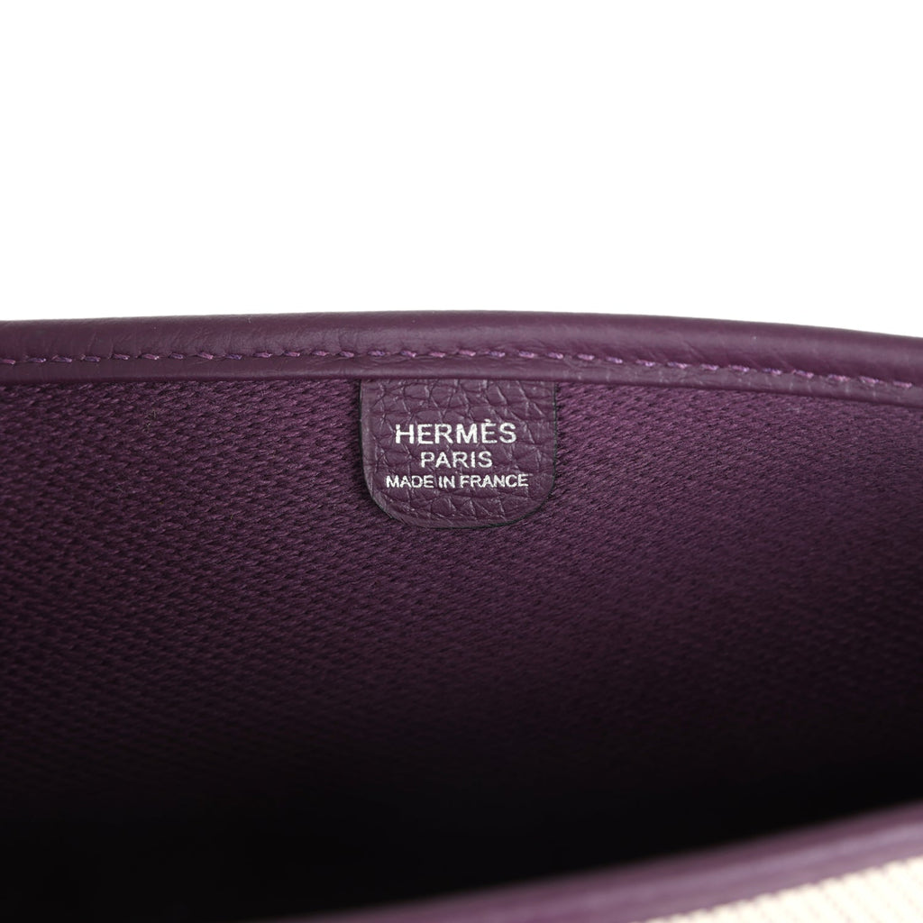Evelyne III PM Cassis Clemence and Ecru Toile H Palladium Hardware