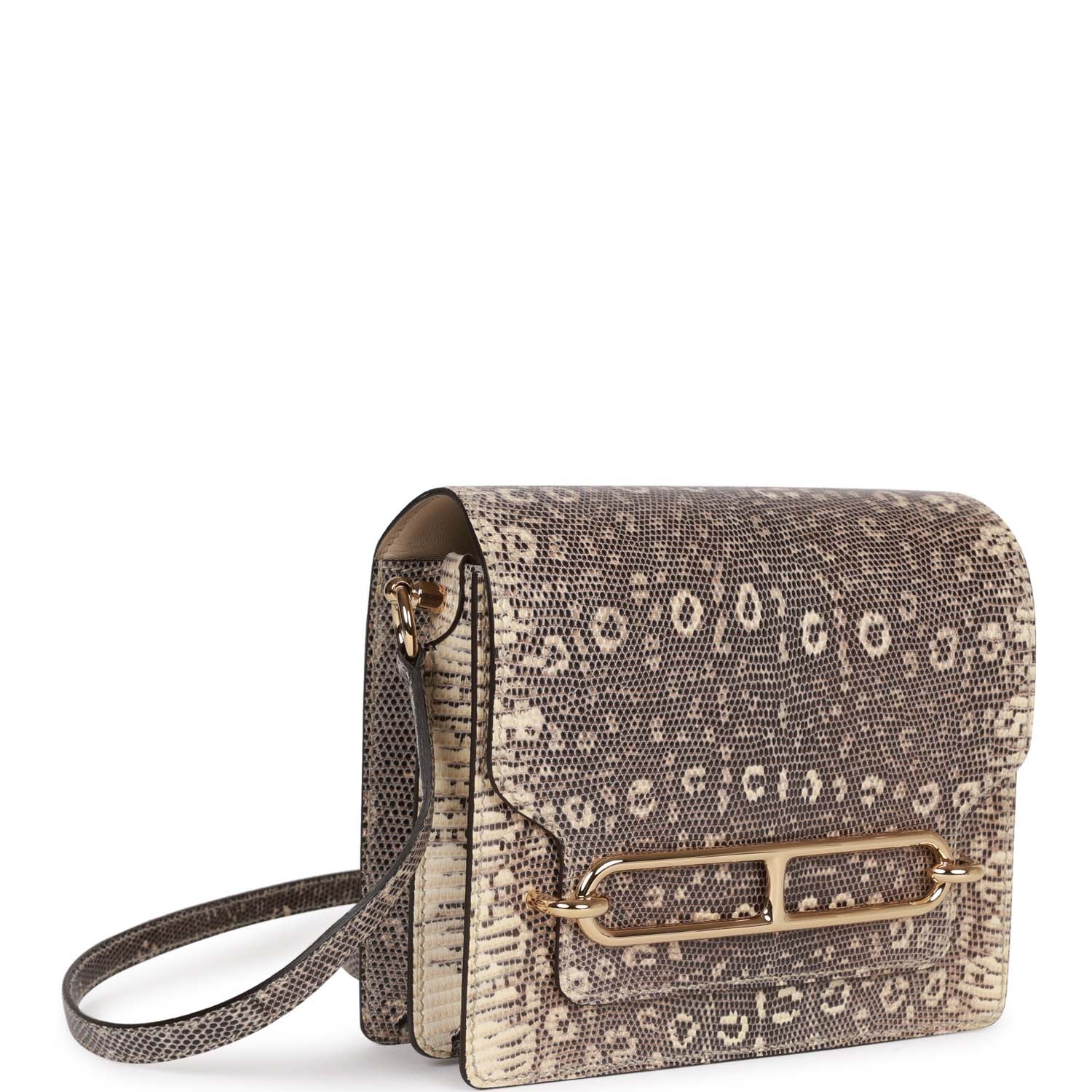 Mini Sac Roulis Ombre Lizard Varanus Salvator Gold Hardware