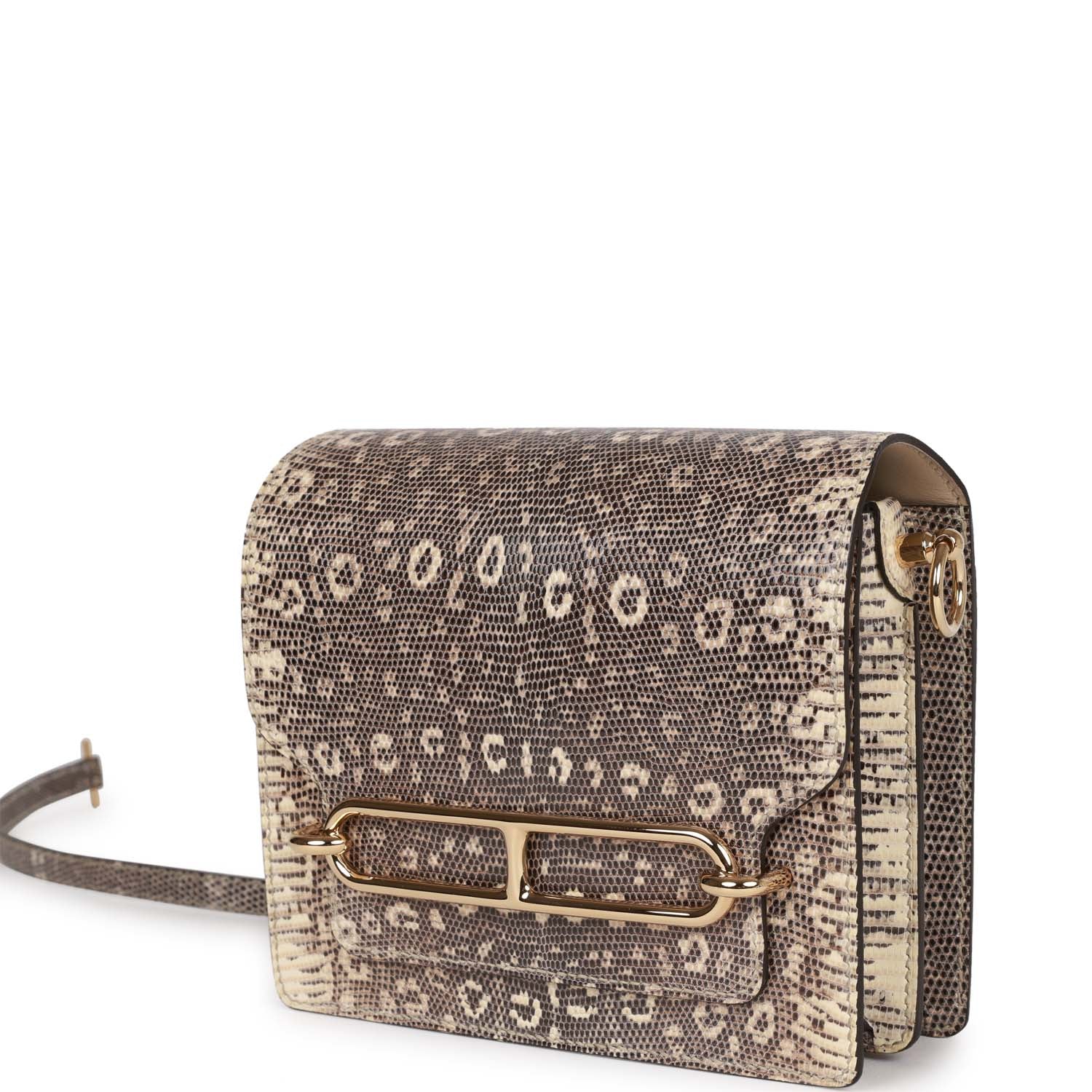 Mini Sac Roulis Ombre Lizard Varanus Salvator Gold Hardware