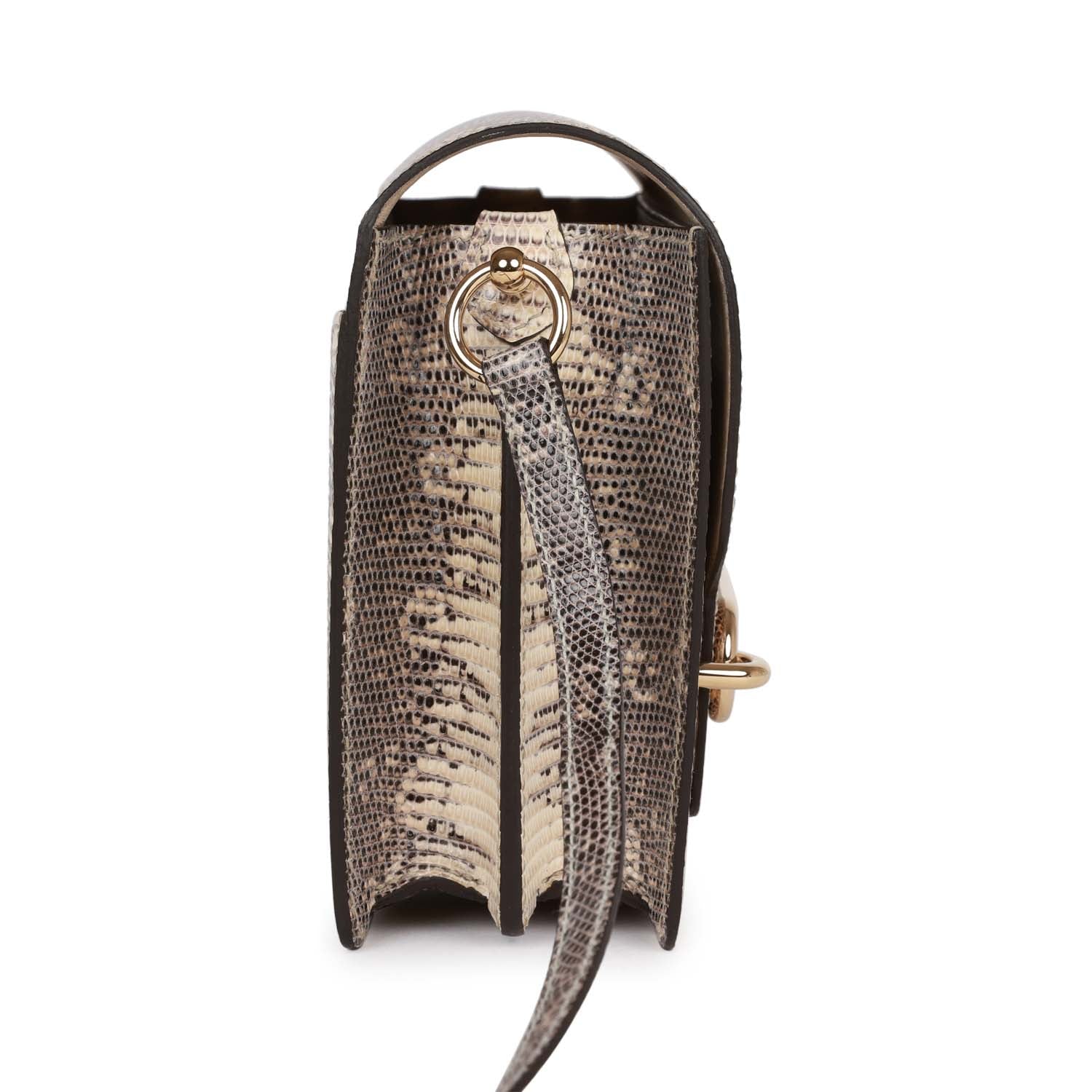 Mini Sac Roulis Ombre Lizard Varanus Salvator Gold Hardware