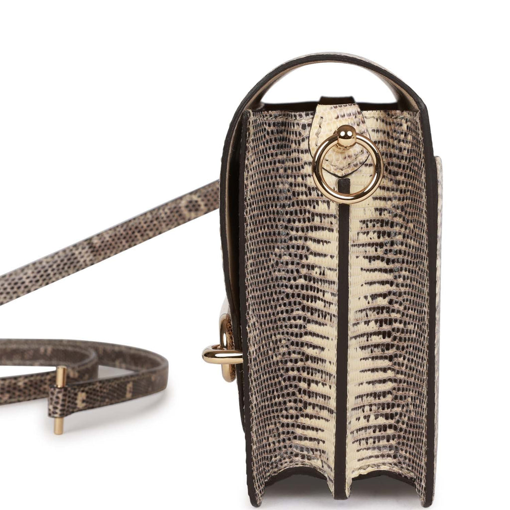 Mini Sac Roulis Ombre Lizard Varanus Salvator Gold Hardware