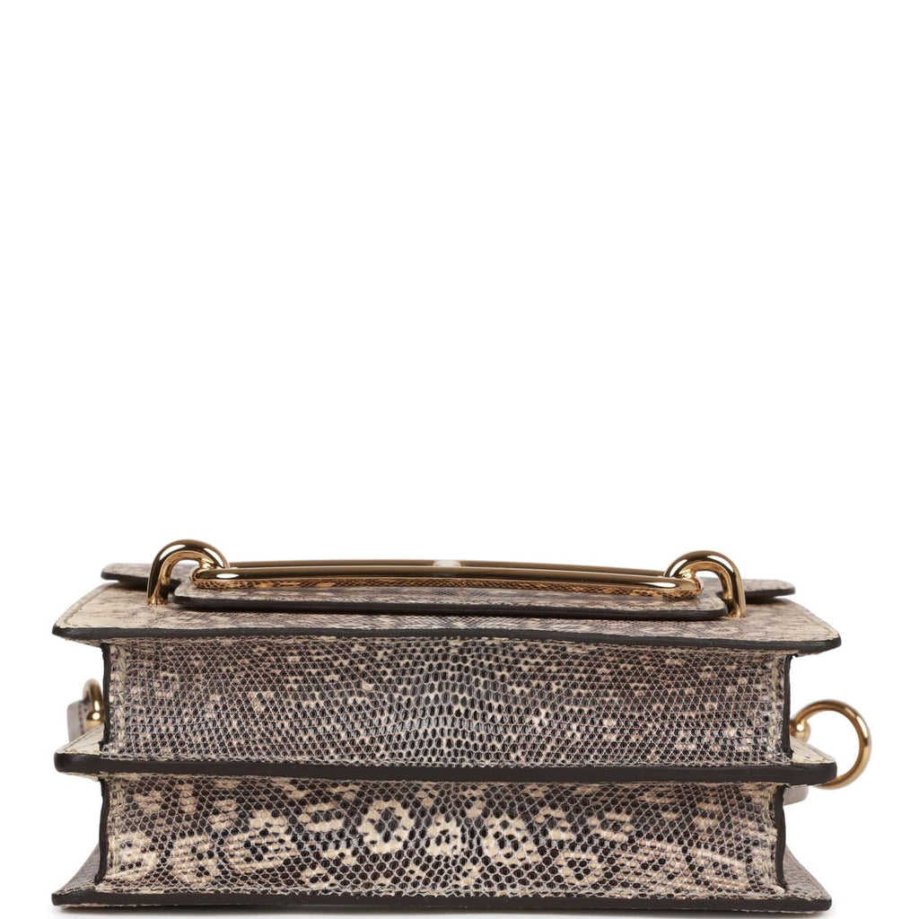 Mini Sac Roulis Ombre Lizard Varanus Salvator Gold Hardware
