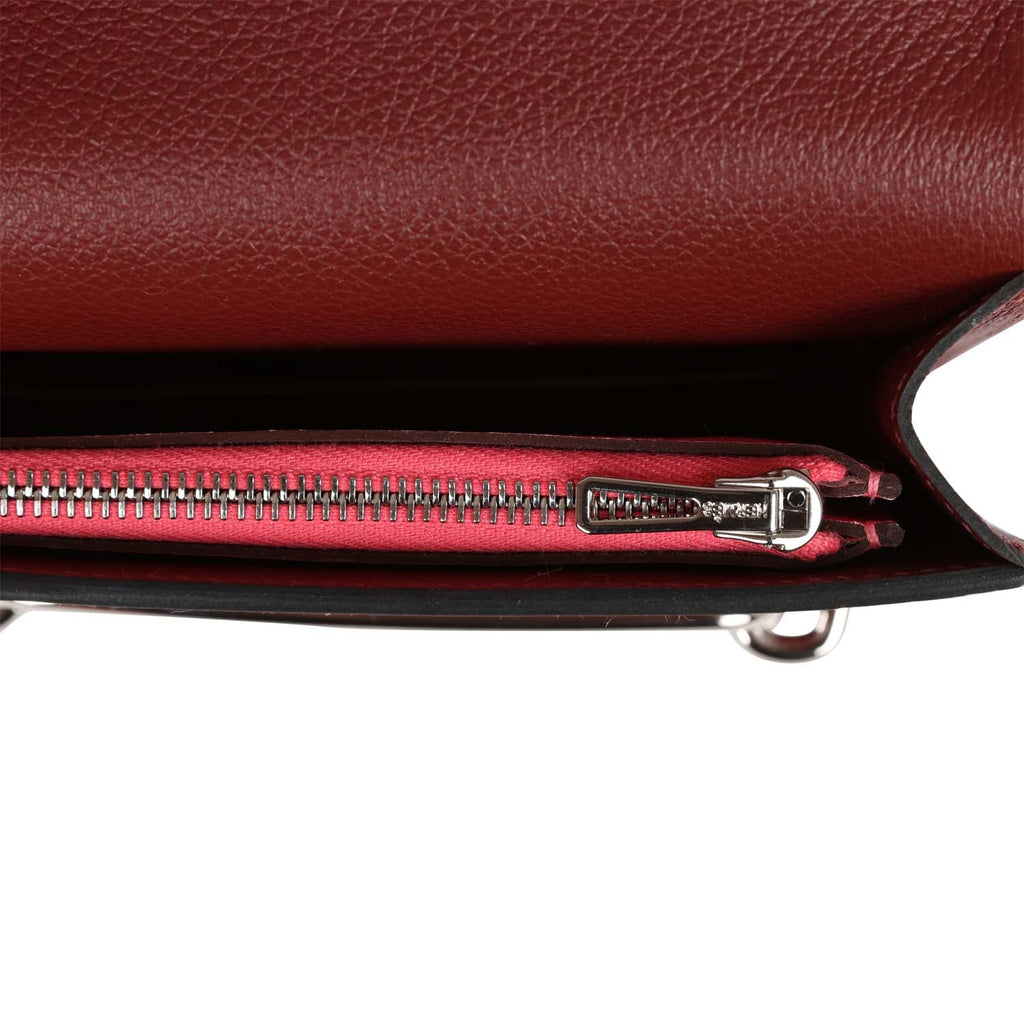 Roulis Slim Wallet Bi-Color Rouge H/Rose Azalee Evercolor Palladium Hardware