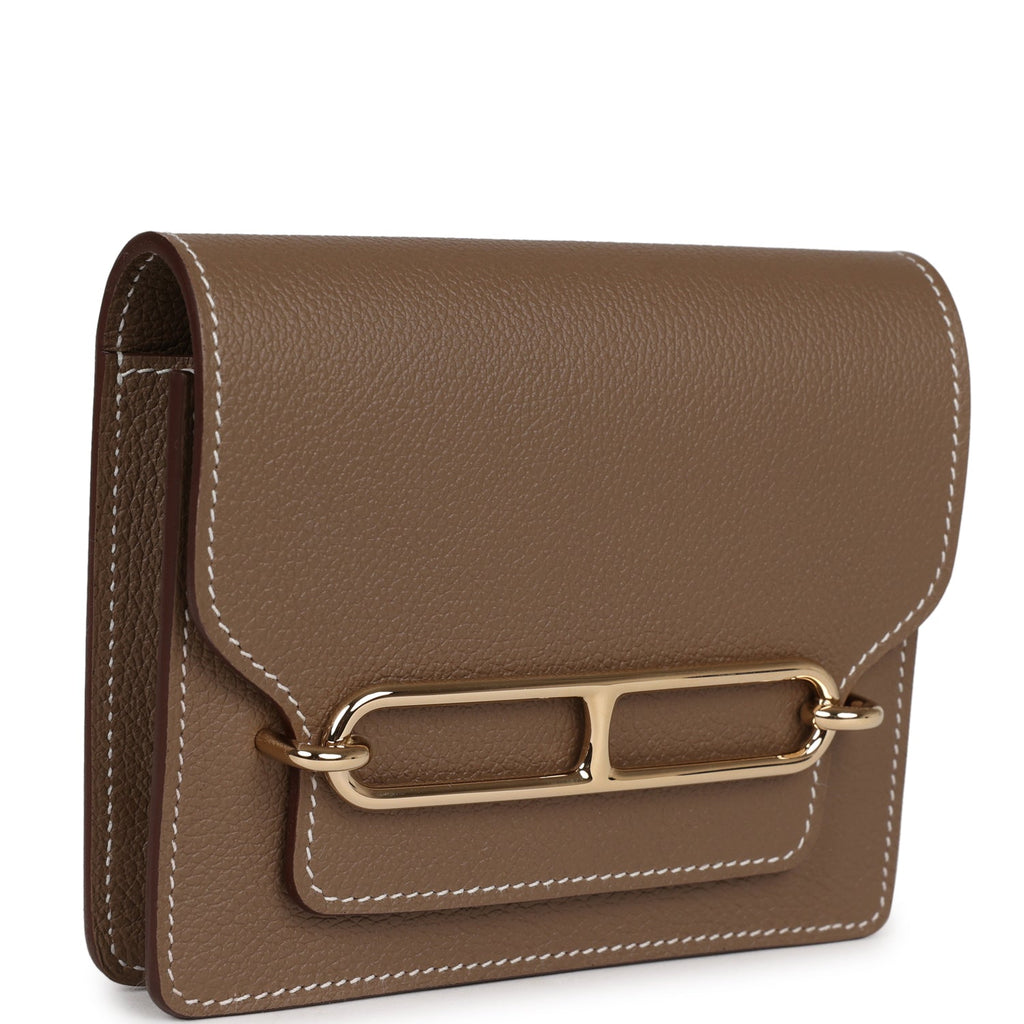 Roulis Slim Wallet Etoupe Evercolor Gold Hardware