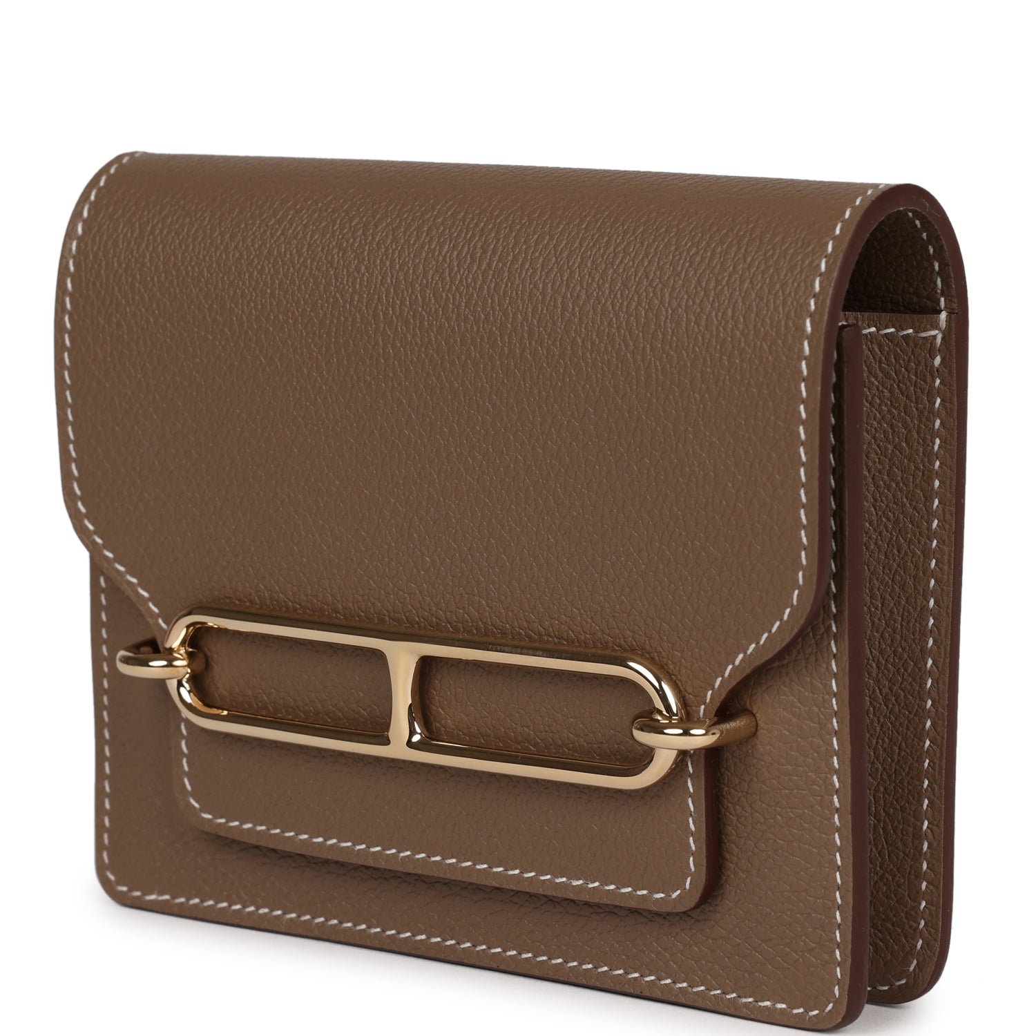 Roulis Slim Wallet Etoupe Evercolor Gold Hardware