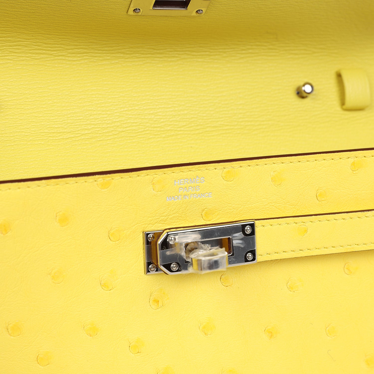 Kelly To Go Wallet Jaune Citron Ostrich Palladium Hardware