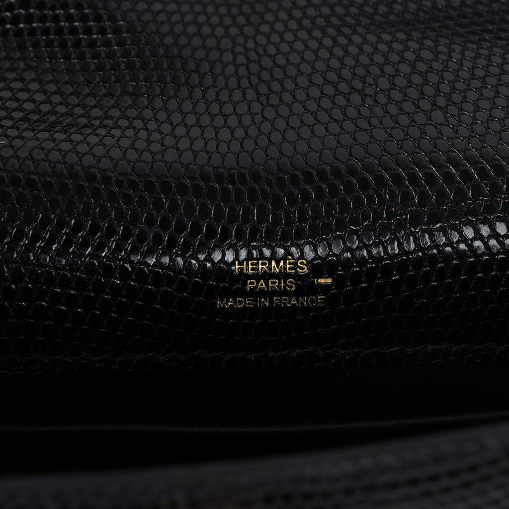 Kelly Pochette Black Varanus Niloticus Lizard Gold Hardware