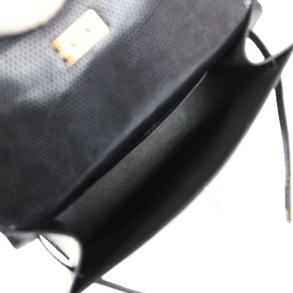 Kelly Pochette Black Varanus Niloticus Lizard Gold Hardware