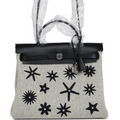 Herbag Zip 31 PM Hobnailed Black and Ecru Printed H Plume Canvas and Vache Hunter Palladium Hardware