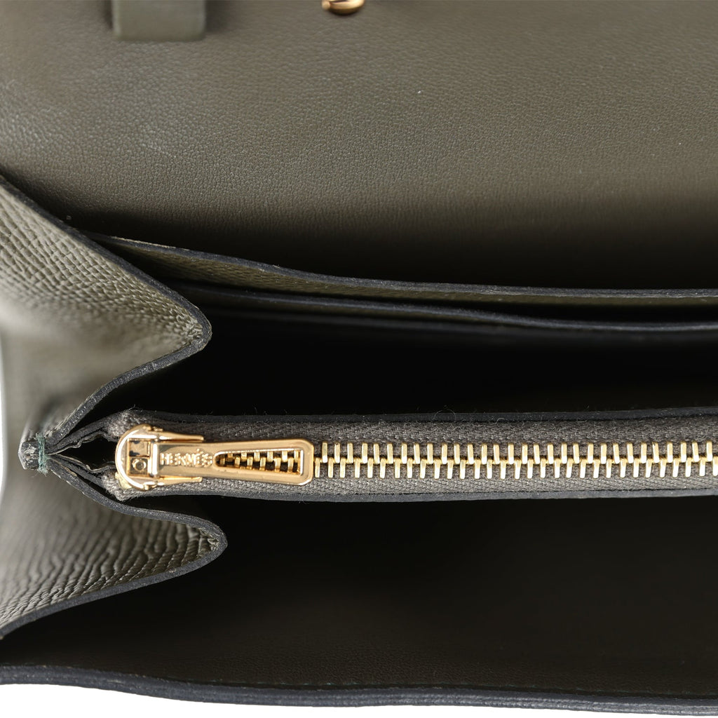 Constance Wallet To Go Vert De Gris Epsom Gold Hardware