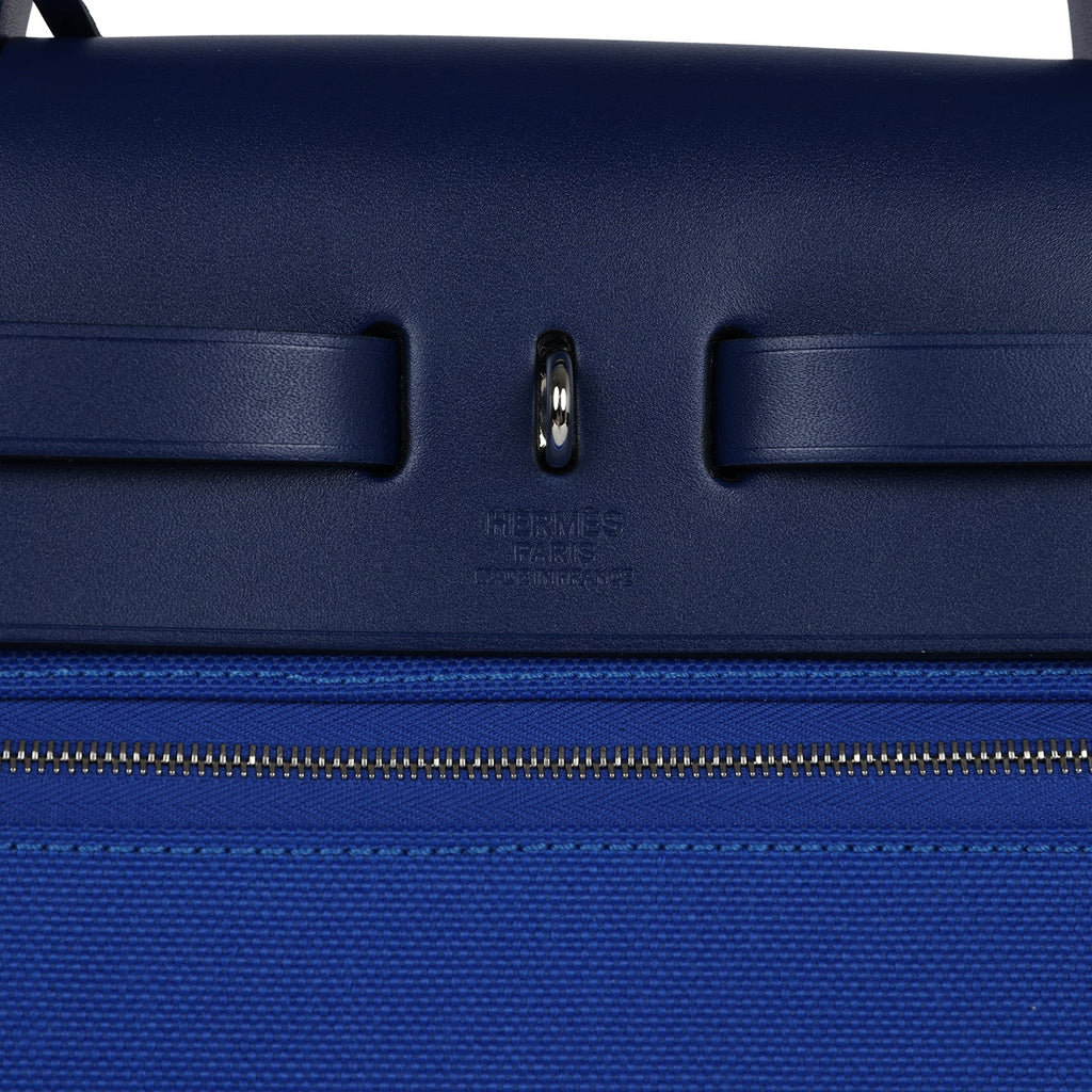 Herbag Zip PM 31 Bleu Bill Toile Militaire Canvas and Bleu Saphir Vache Hunter Palladium Hardware
