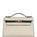 Special Order (HSS) Kelly Pochette Beton and Black Swift Gold Hardware