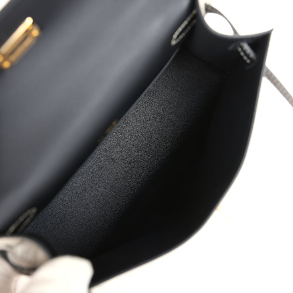 Special Order (HSS) Kelly Pochette Beton and Black Swift Gold Hardware