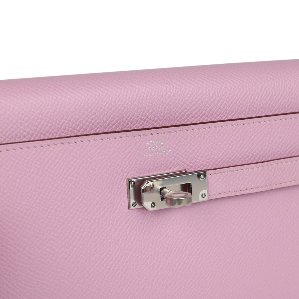Kelly Wallet To Go Mauve Sylvestre Epsom Palladium Hardware