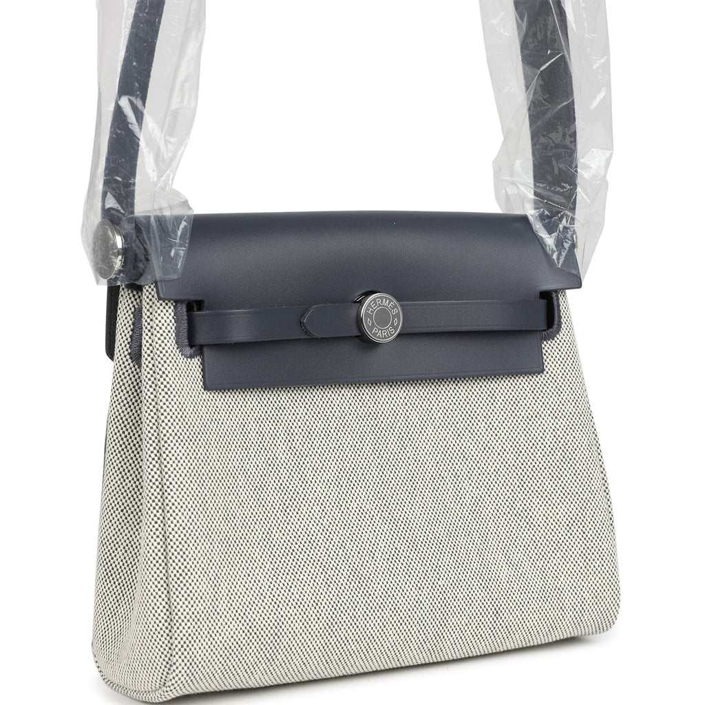 Herbag Zip 20 Mini Ecru and Ardoise Toile H Canvas and Ardoise Vache Hunter Palladium Hardware