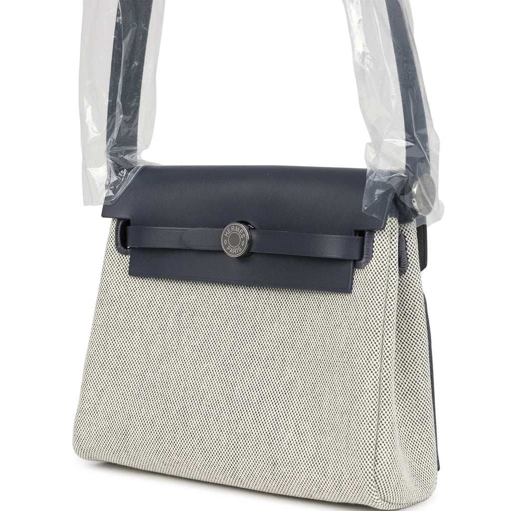Herbag Zip 20 Mini Ecru and Ardoise Toile H Canvas and Ardoise Vache Hunter Palladium Hardware