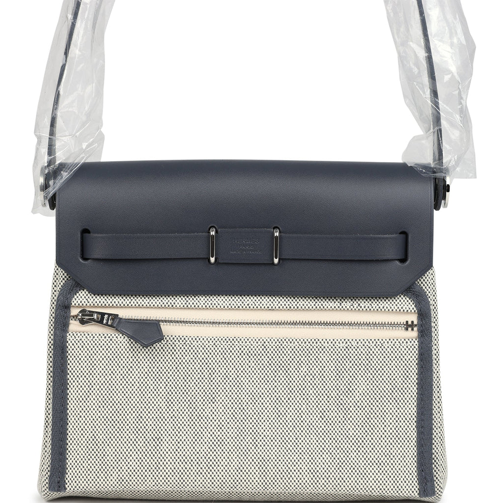 Herbag Zip 20 Mini Ecru and Ardoise Toile H Canvas and Ardoise Vache Hunter Palladium Hardware