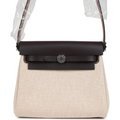 Herbag Zip 20 Mini Ecru and Beige Toile H Canvas and Ebene Vache Hunter Palladium Hardware