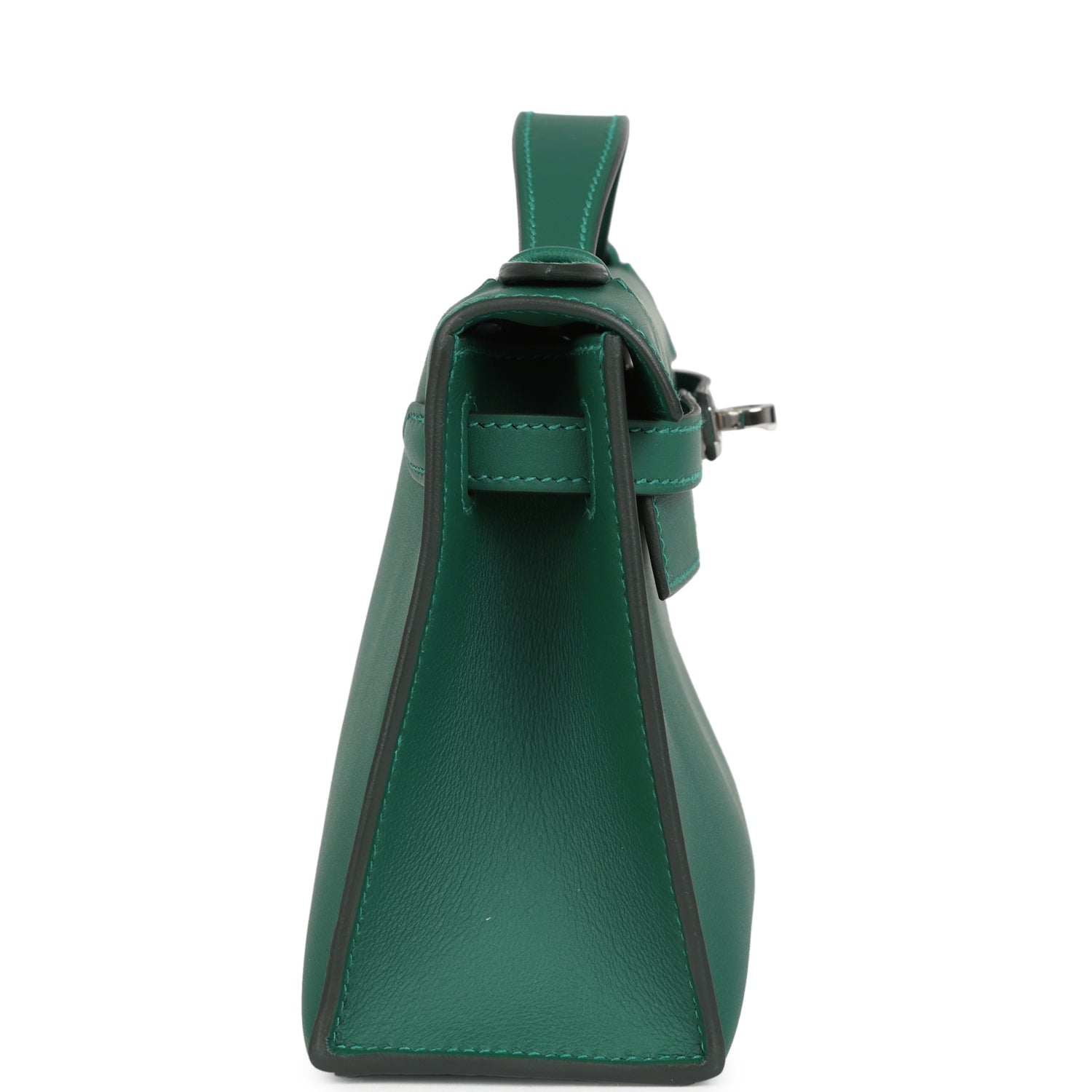 Kelly Pochette Vert Moyen Swift Palladium Hardware