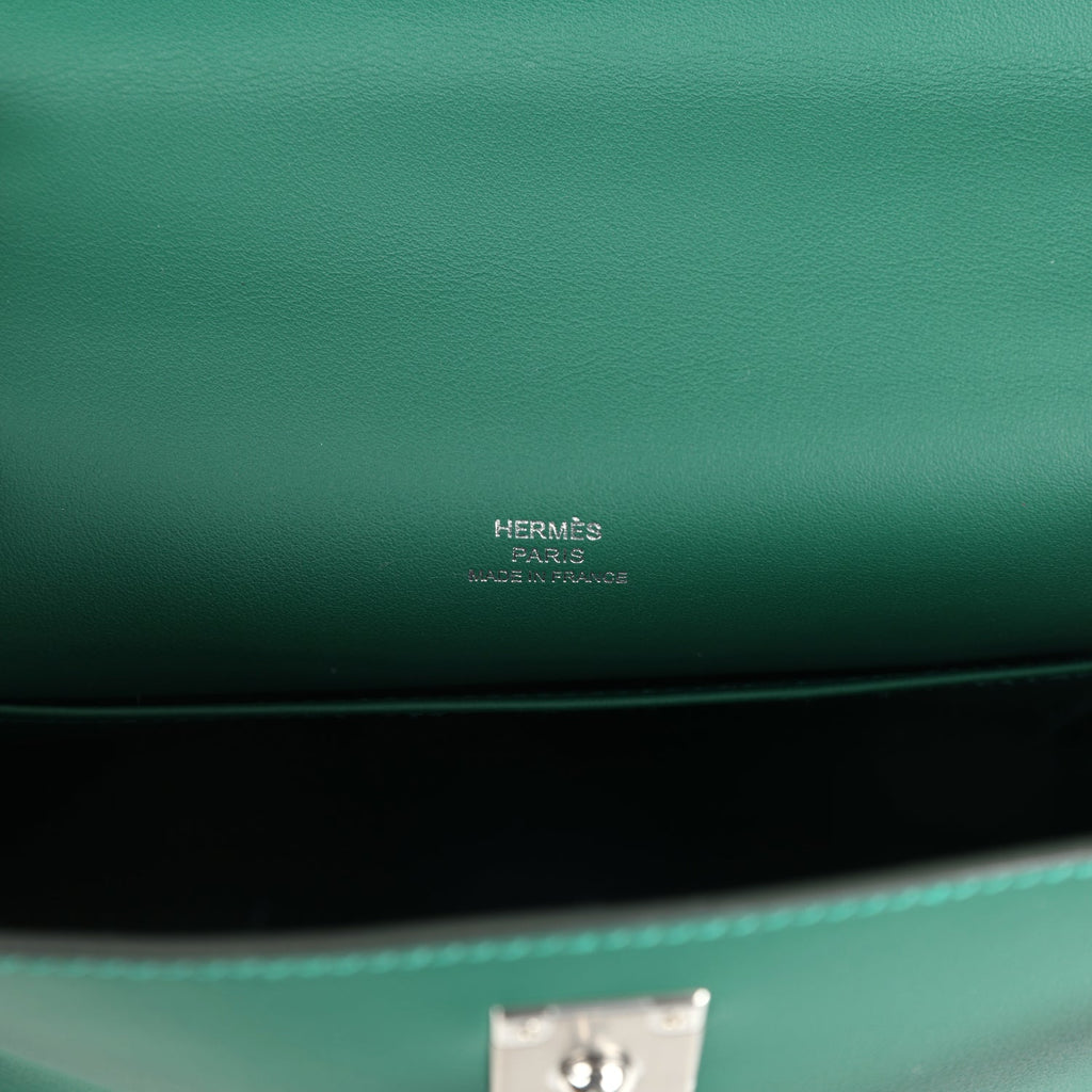 Kelly Pochette Vert Moyen Swift Palladium Hardware