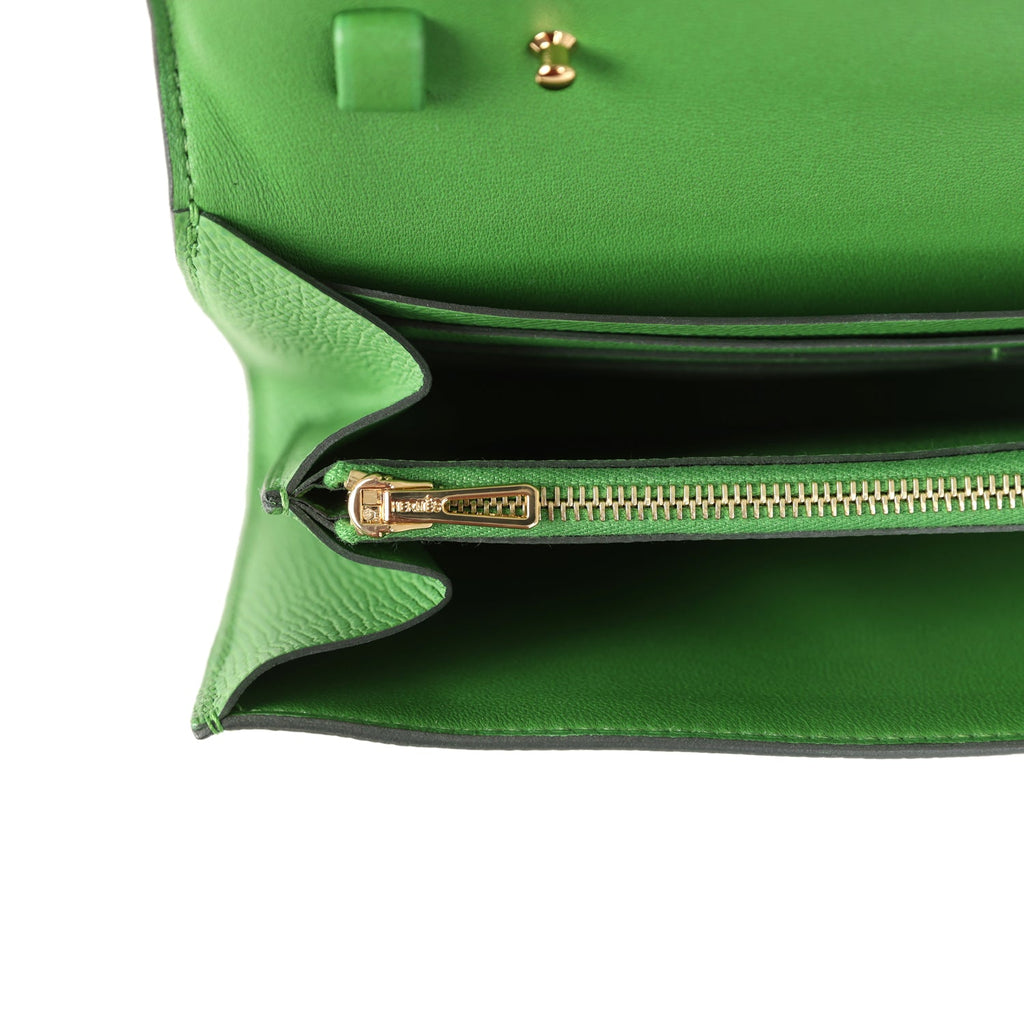 Constance Wallet To Go Vert Yucca Epsom Gold Hardware