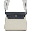Herbag Zip 20 Mini Ecru and Bleu Glacier Toile H Canvas and Ardoise Vache Hunter Palladium Hardware