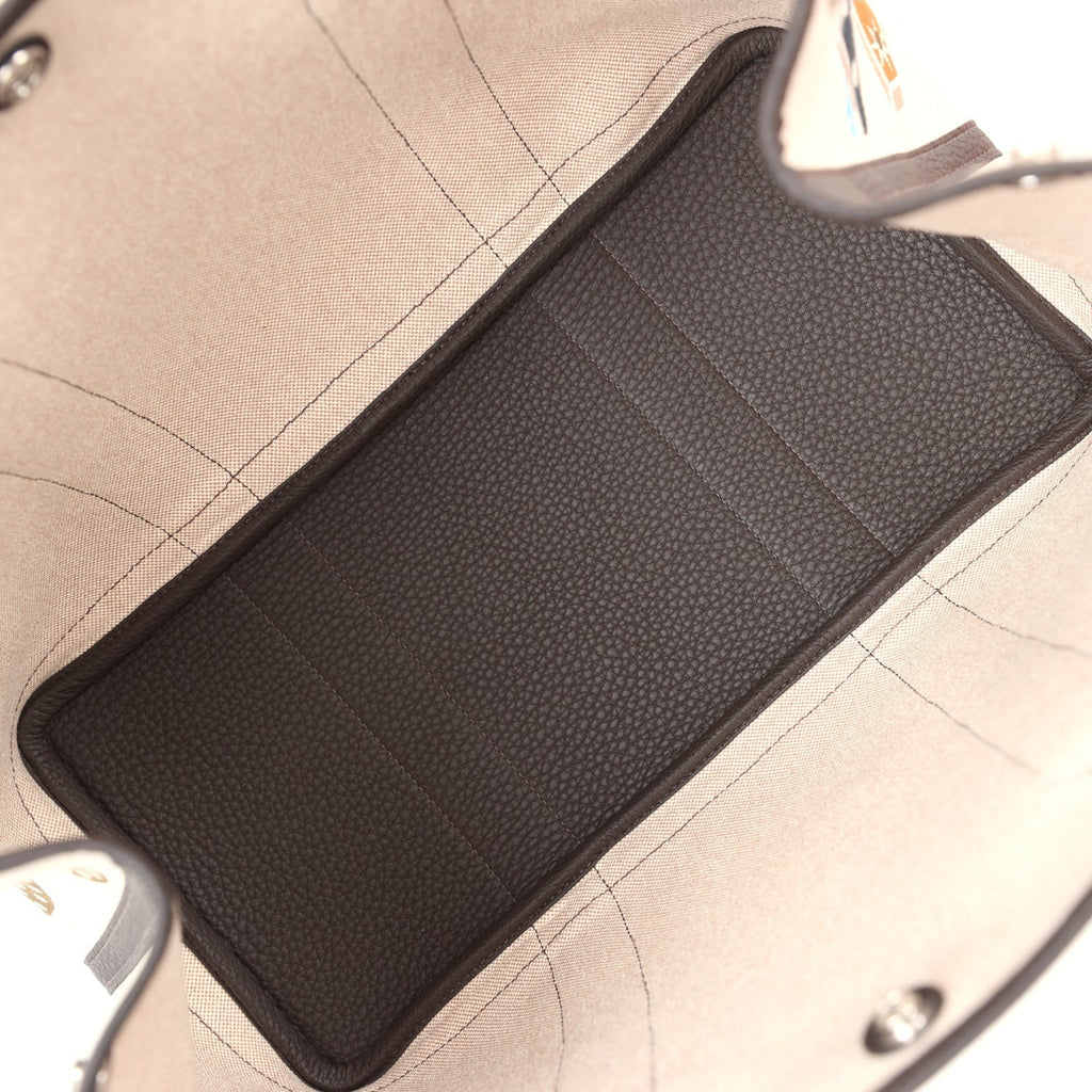Garden Party 36 Electrique Ecru and Beige Multi Toile H and Ebene Negonda Palladium Hardware