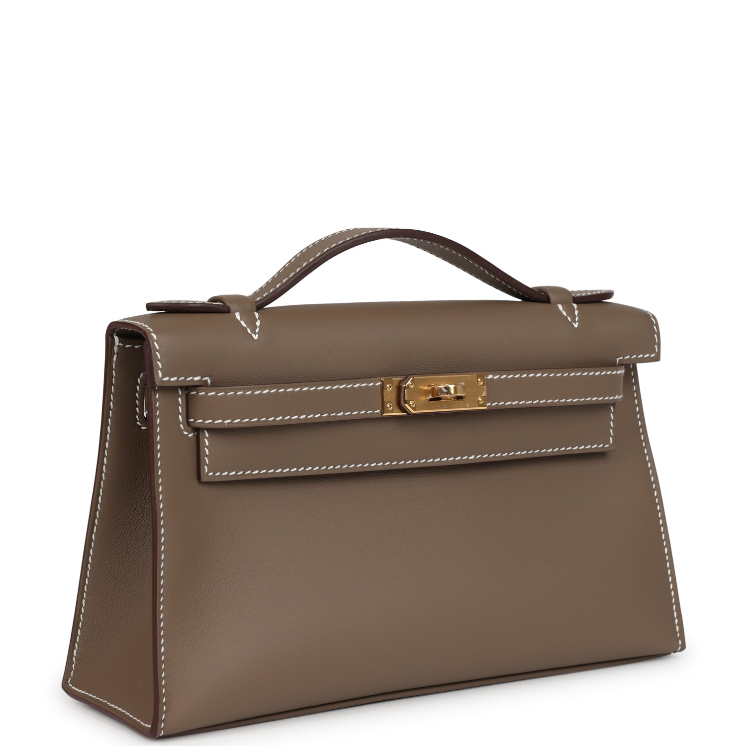 Kelly Pochette Etoupe Swift Gold Hardware