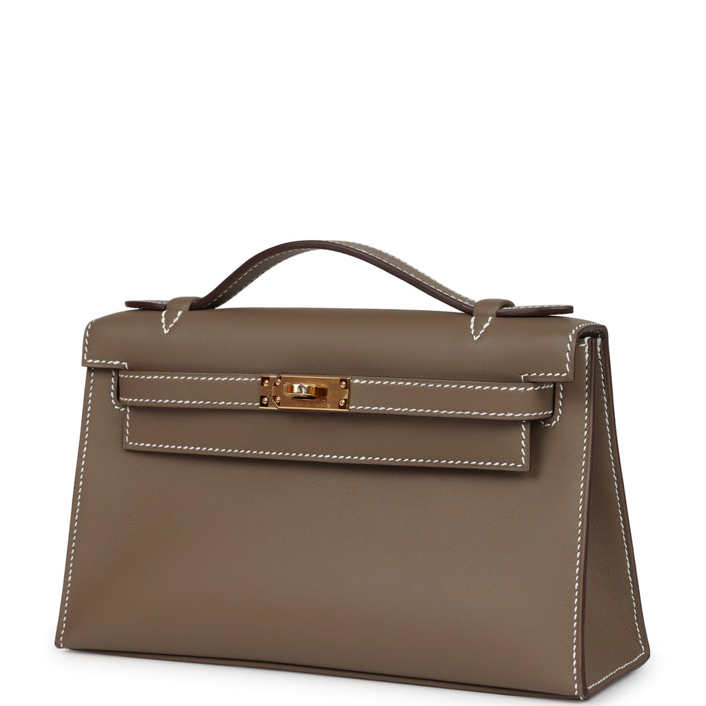 Kelly Pochette Etoupe Swift Gold Hardware