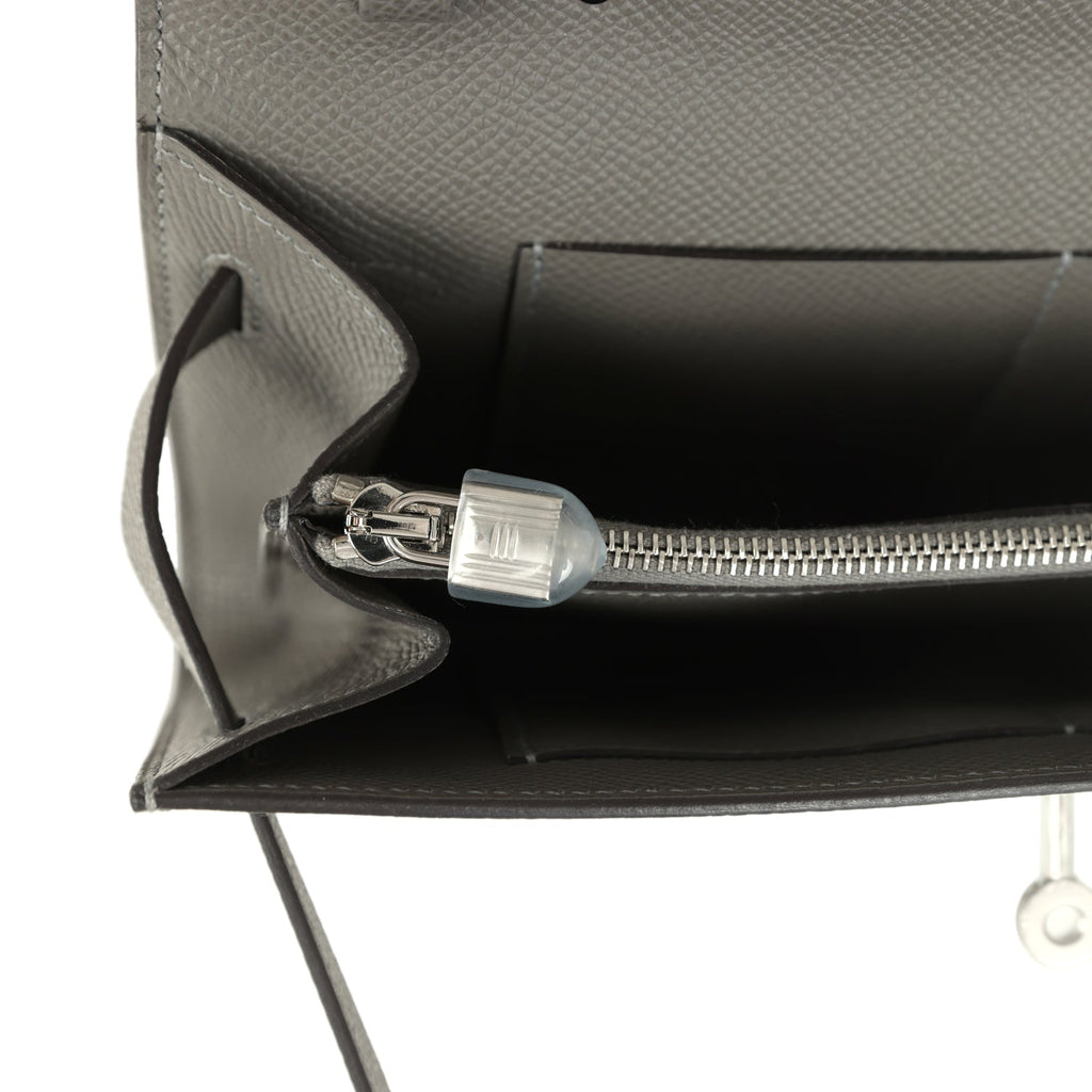 Kelly Wallet To Go Gris Meyer Epsom Palladium Hardware