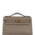 Kelly Pochette Gris Asphalte Swift Gold Hardware