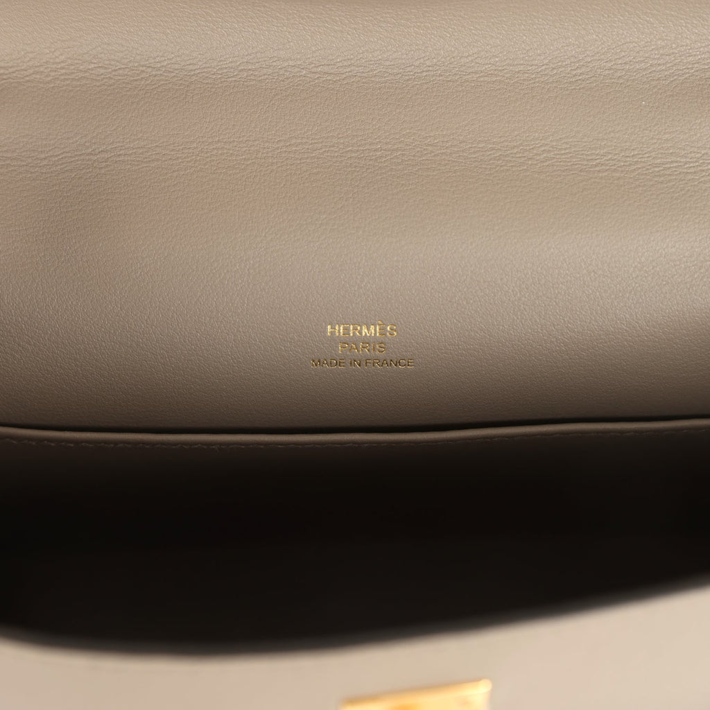 Kelly Pochette Gris Asphalte Swift Gold Hardware