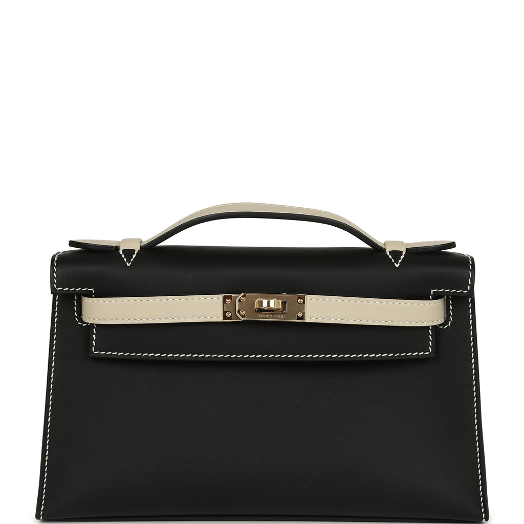 Special Order (HSS) Kelly Pochette Black and Beton Swift Permabrass Hardware