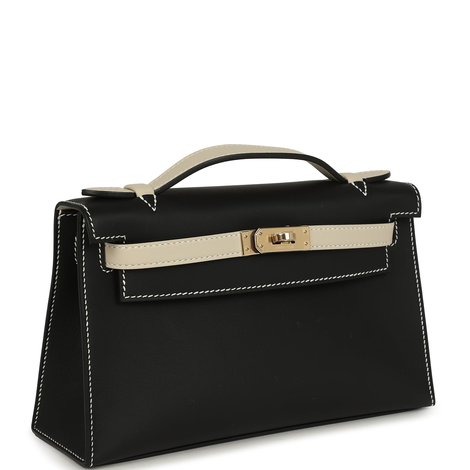 Special Order (HSS) Kelly Pochette Black and Beton Swift Permabrass Hardware