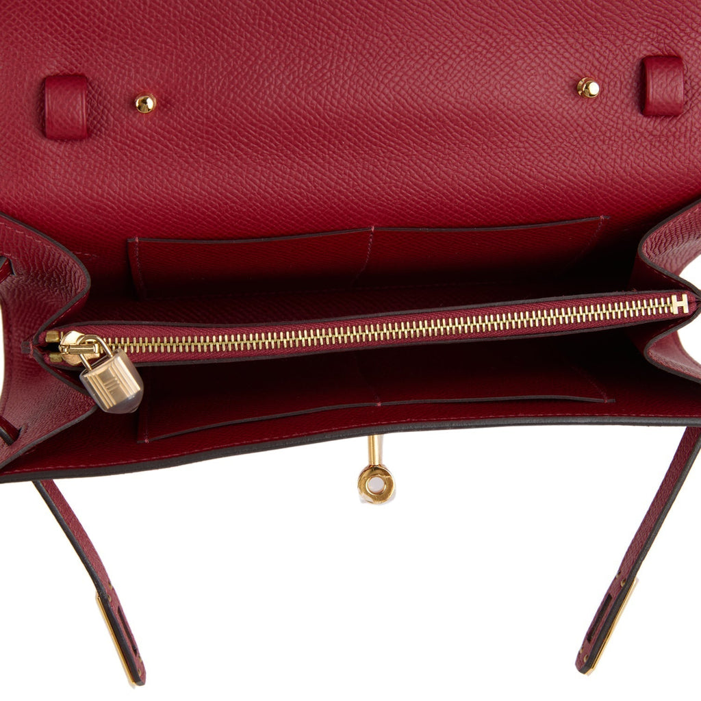 Kelly Wallet To Go Rouge Grenat Epsom Gold Hardware