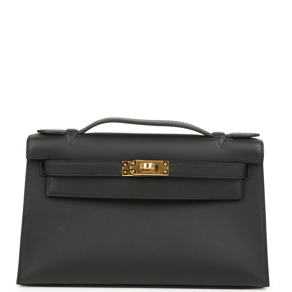 Kelly Pochette Black Swift Gold Hardware