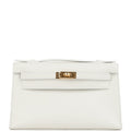 Kelly Pochette White Swift Gold Hardware