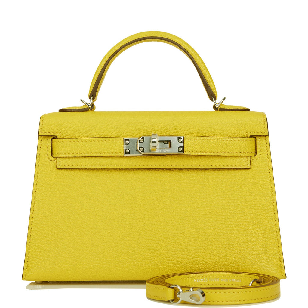 Kelly Sellier 20 Jaune de Naples Verso Chèvre Palladium Hardware