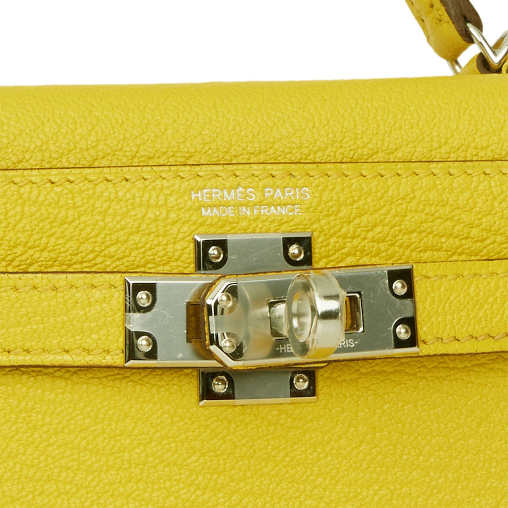 Kelly Sellier 20 Jaune de Naples Verso Chèvre Palladium Hardware