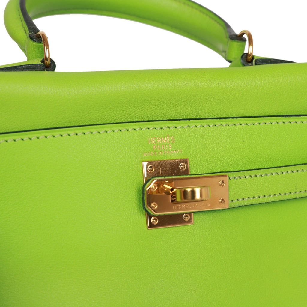 Vintage Kelly Retourne 20 Vert Cru Gulliver Gold Hardware