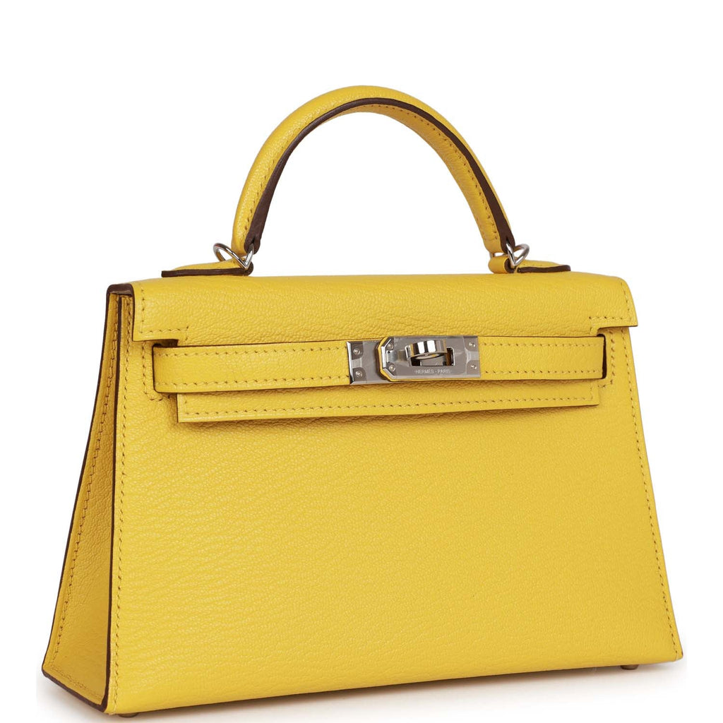 Kelly Sellier 20 Jaune de Naples Verso Chèvre Palladium Hardware