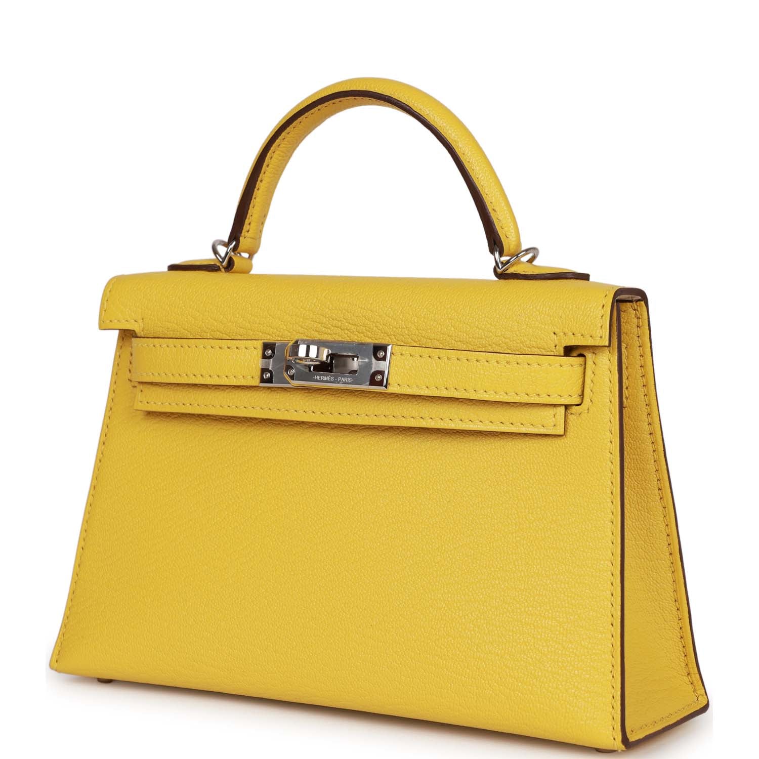 Kelly Sellier 20 Jaune de Naples Verso Chèvre Palladium Hardware