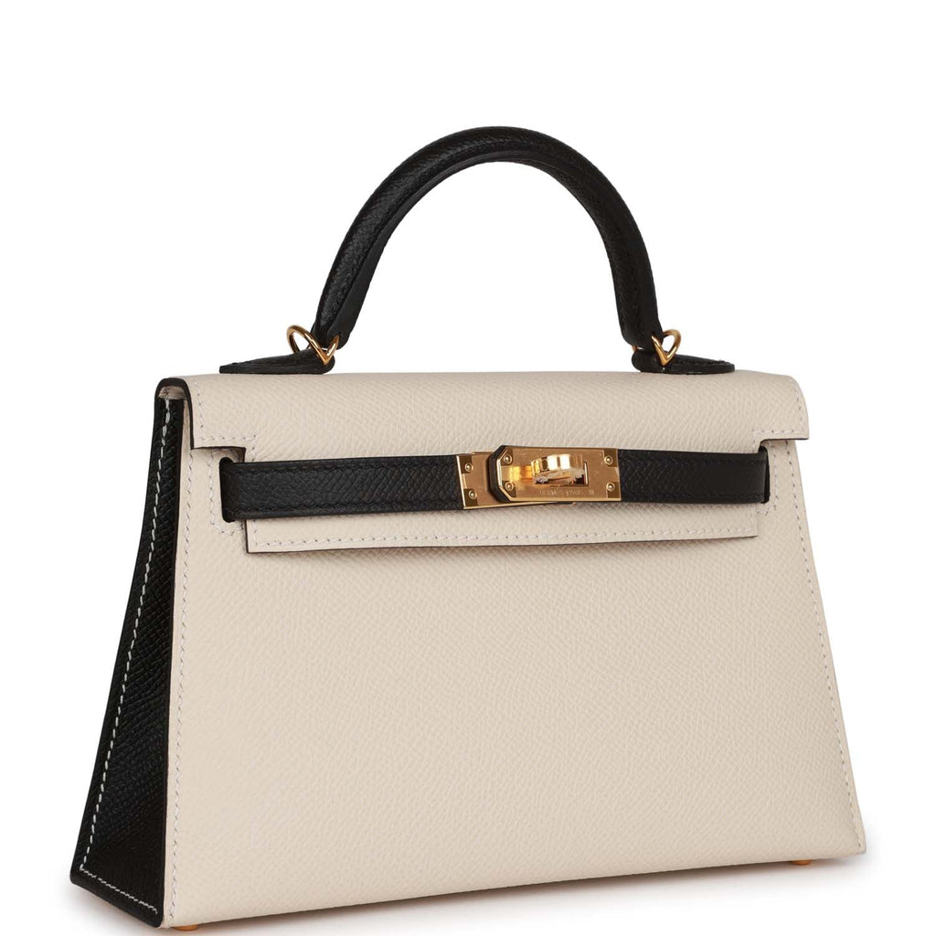 Special Order (HSS) Kelly Sellier 20 Craie and Black Epsom Gold Hardware