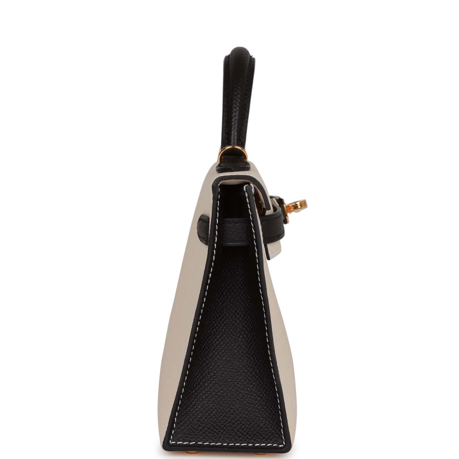 Special Order (HSS) Kelly Sellier 20 Craie and Black Epsom Gold Hardware