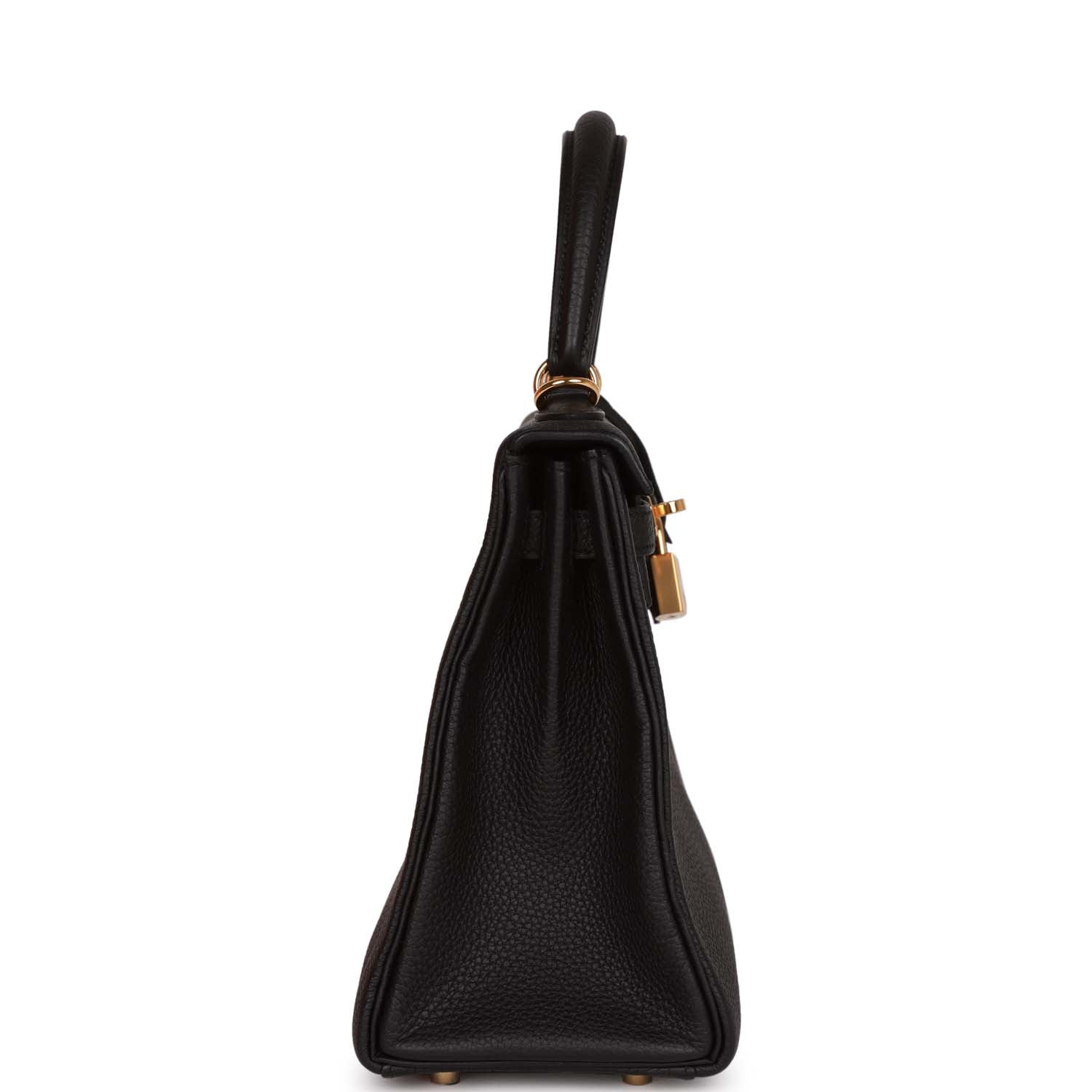 Kelly Retourne 25 Black Togo Gold Hardware