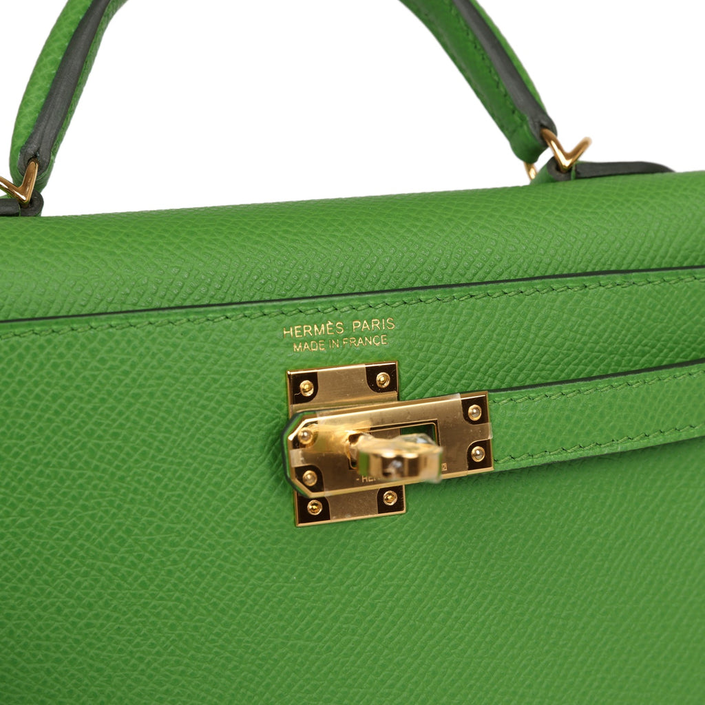 Kelly Sellier 20 Vert Yucca Epsom Gold Hardware