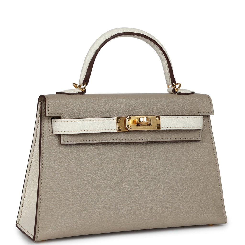 Special Order (HSS) Kelly Sellier 20 Gris Tourterelle and Nata Chevre Gold Hardware