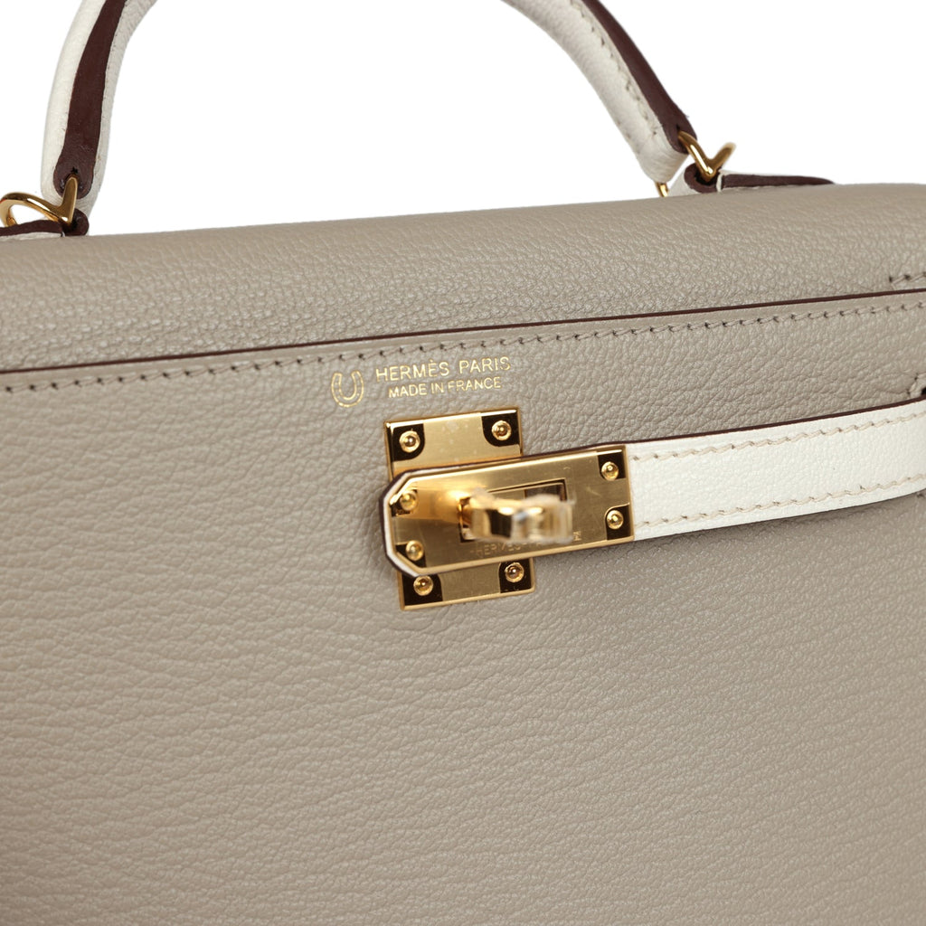Special Order (HSS) Kelly Sellier 20 Gris Tourterelle and Nata Chevre Gold Hardware