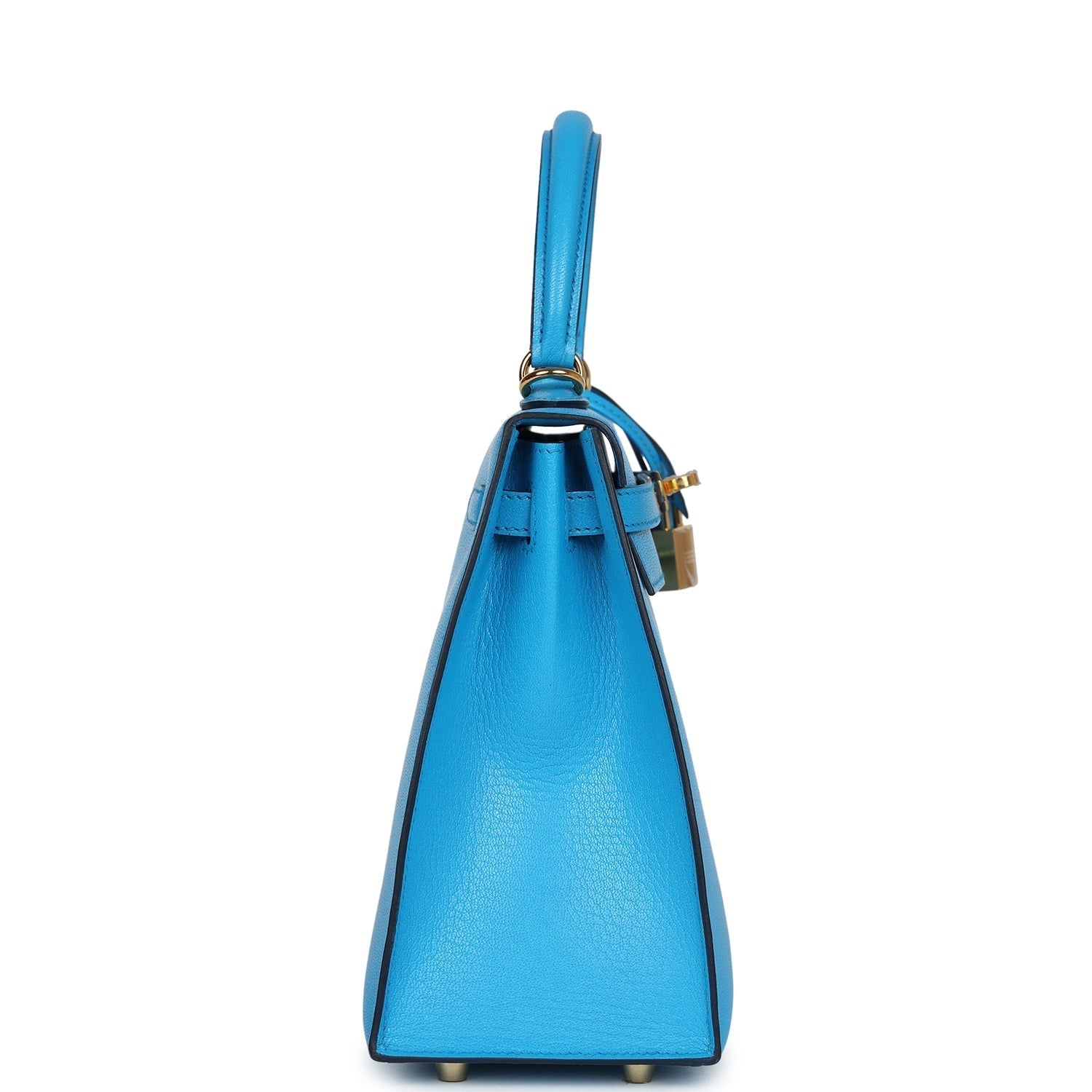 Kelly Sellier 25 Bleu Frida Chevre Gold Hardware