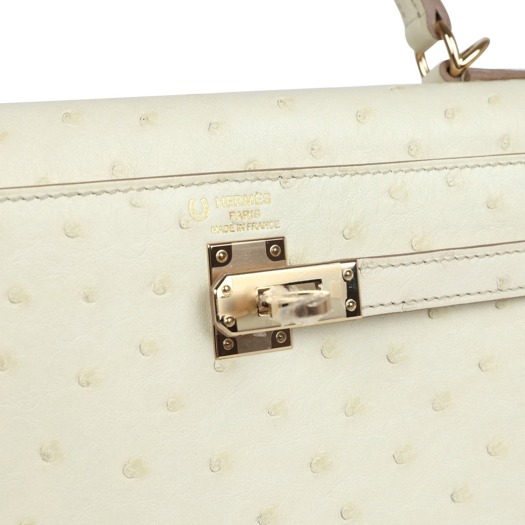 Special Order (HSS) Kelly Sellier 25 Nata Verso Ostrich Permabrass Hardware
